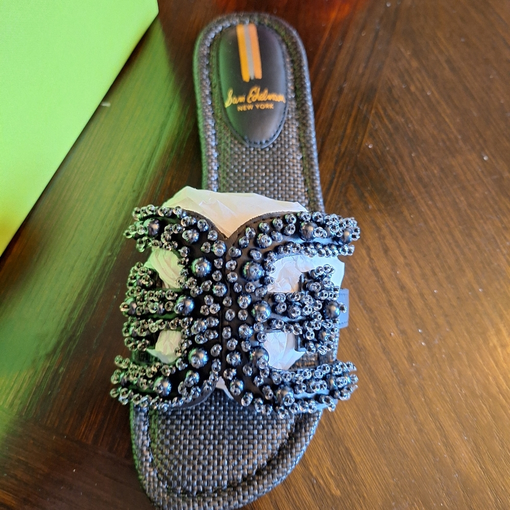 SAM EDELMAN LADIES BEADED SLIP ON DRESS SANDLE SIZE 7